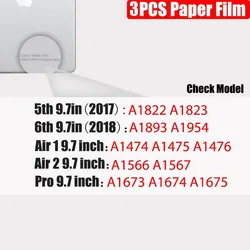 3-Pack Paper-Feel Screen Protector for Tablets - Matte Finish, Anti-Glare, No Glass (5 6th Air1 2 Pro 9.7)