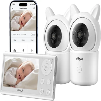 ieGeek 1080P PTZ 355°/ 4.3 Inch Baby Phone with 2 Cameras, Video Connected Smartphone, Smart Alerts/Automatic Tracking/Indoor 1