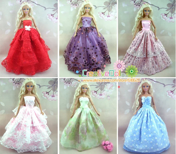 15 items = 5 Wedding Dress Princess Gown +5Pairs Shoes + 5 accessory Clothes For Barbie Doll baby girl birthday gift