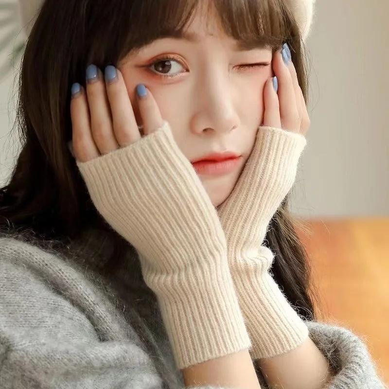 여성용 짧은 손가락 없는 장갑, 겨울 따뜻한 니트 팔 슬리브, 파인 캐주얼, 부드러운 고스 의류, 펑크 고딕 장갑