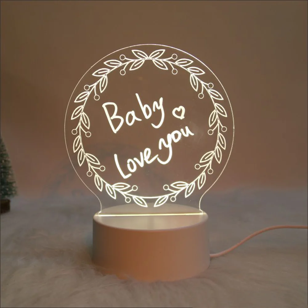 LED 야간 조명 노트 보드, 크리에이티브 USB 메시지 보드, 발렌타인 데이 선물, 여자 친구 휴일 생일 결혼식 야간 램프