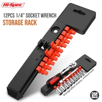 Hi Spec 1/4" 3/8" 1/2" Socket Wrench Storage Rack Rail Holder Portable Black&Red Organizer Home Tool Organizer Cabinet 1