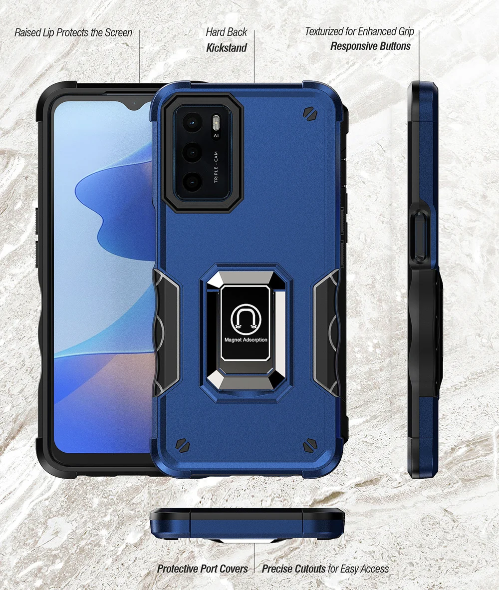 KEYSION stoßfeste Rüstungshülle für OPPO A16 A16S A74 A95 4G, Silikon + PC-Ring-Ständer, Telefon-Rückseite für OPPO Reno 6 5G 6_voghion.com