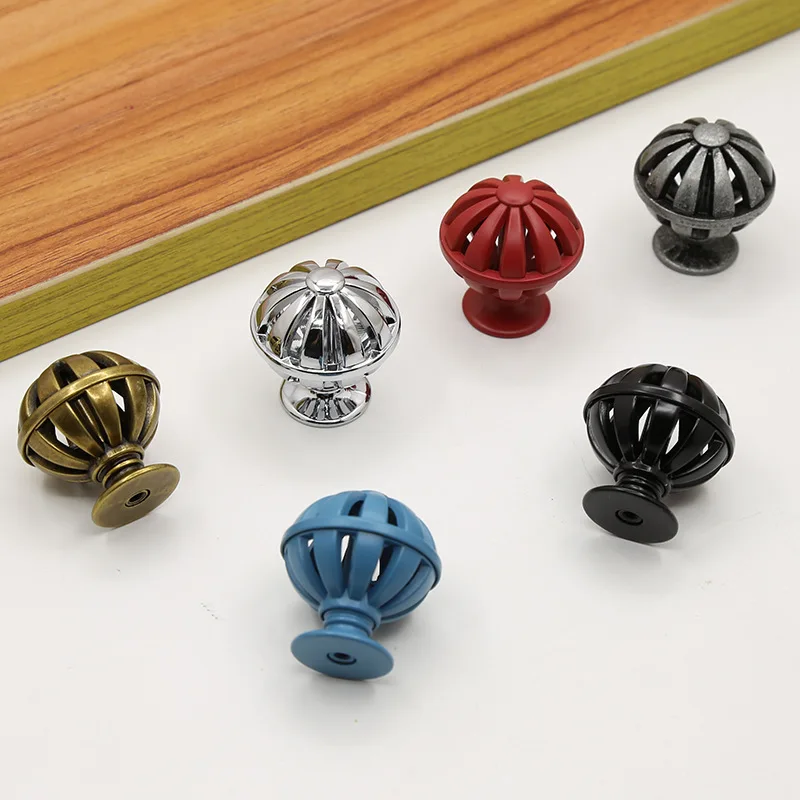 

Colorful Style Cabinet Door Handle Bird Cage Hollowed Out Handle Cabinet Drawer Handle Creative Ball Shaped Single Hole Handle