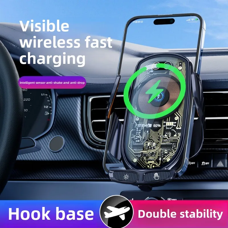 New 66W Wireless Super Fast Charging Car Charger Transparent Multi functional Smartphone Stand