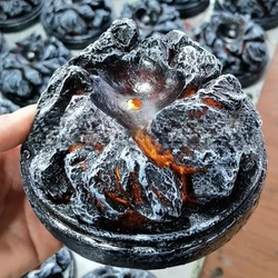 Mystical Lava Dragon Egg Resin Sculpture with Crystal Gemstone Accents (Big Light)