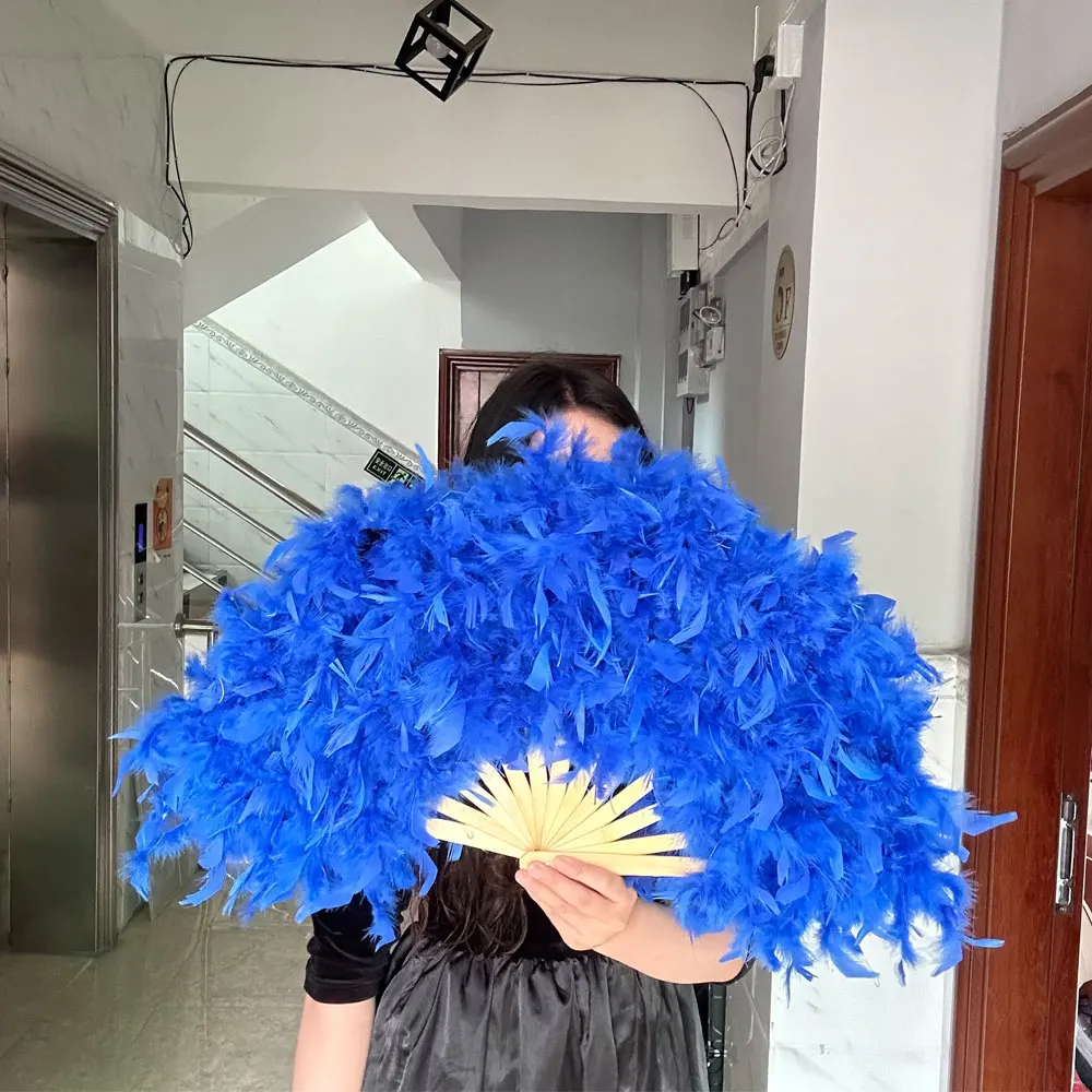 Super Large Fluffy Feather Fan Stage Performance Dance Fan Fotografia Puntelli Lolita Feather Fold Fan Decorazione Della Festa Nuziale