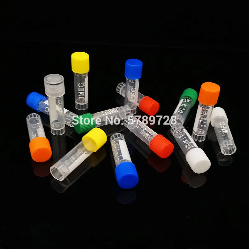 컬러 캡, 1.8 ml Cryovial 방부제 튜브 샘플 병 500 개/몫 플라스틱 동결 파이프 스케일 잉크 분배 유리 병