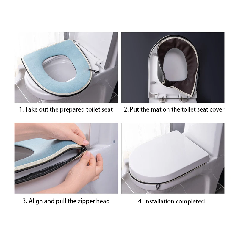 1PC Universal Toilet Seat Cover With Handle Closestool Mat Soft Warm Toilet Seat Cushion Bathroom Toilet Lid Accessories