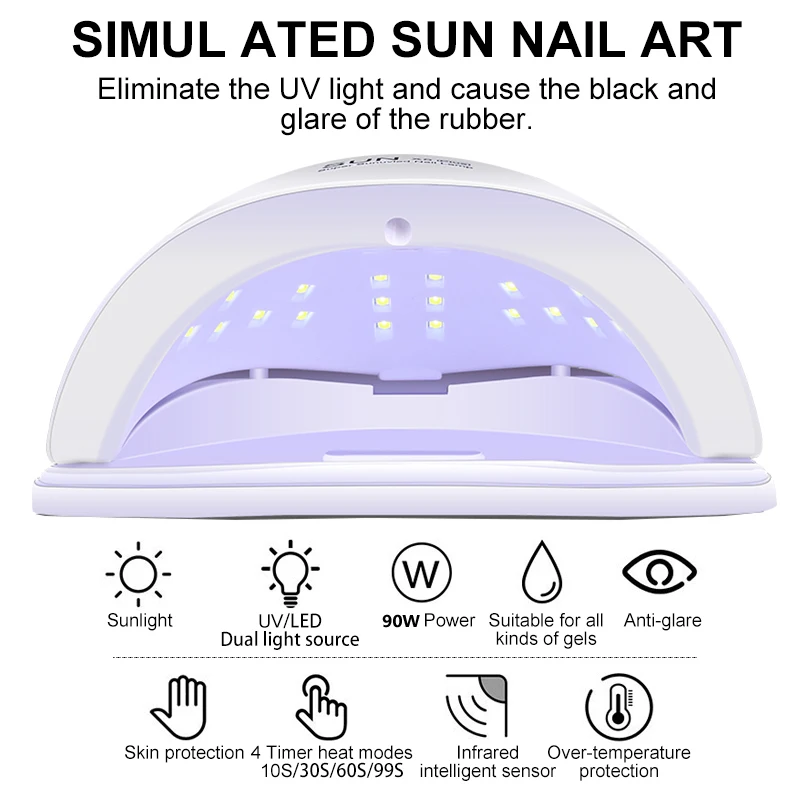Nail Dryer Machine Professional Manicure Lamp UV ELD High Power Nail Light With Auto Sensor Smart Nail Salon Equipment Tools 6