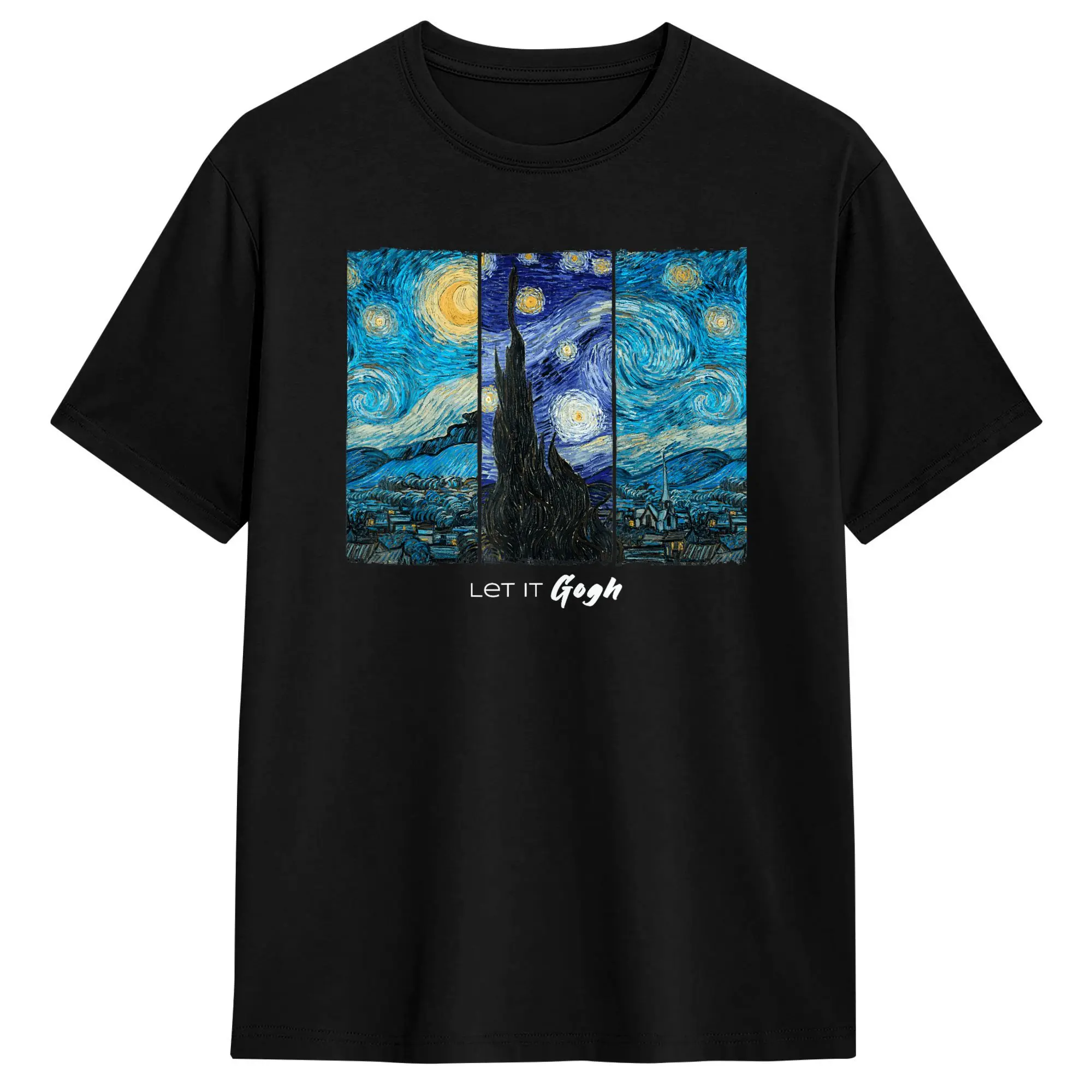 Van Gogh Starry Night Sunflower Graphic Vintage Cotton T-Shirt