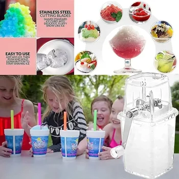 Multifunctional Manual Ice Crusher Mini Ice Shaver Chopper 1.25L Manual Snow Cone Smoothie Maker 1