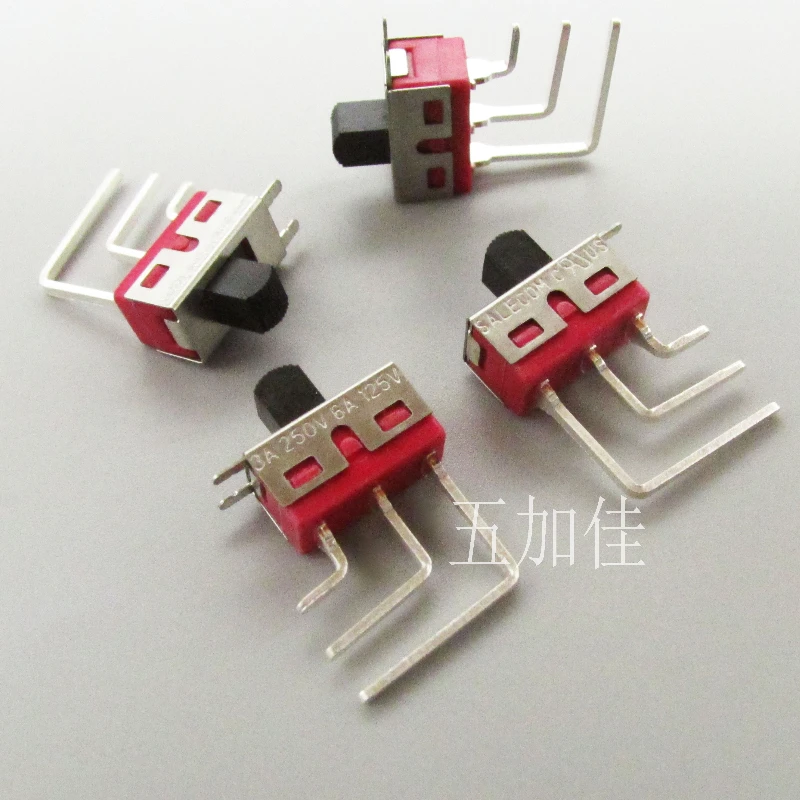 10pcs/TS-13L-A1-2-Q-H 250V3A 125V6A Taiwan Side Curved Foot 3 Foot 2 Gear Toggle Slide Switch