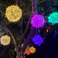 Christmas Festoon Rattan Ball LED Light Ramadan Outdoor Hanging Lamp Fairy String Light for Holiday Wedding Party Decoration 1