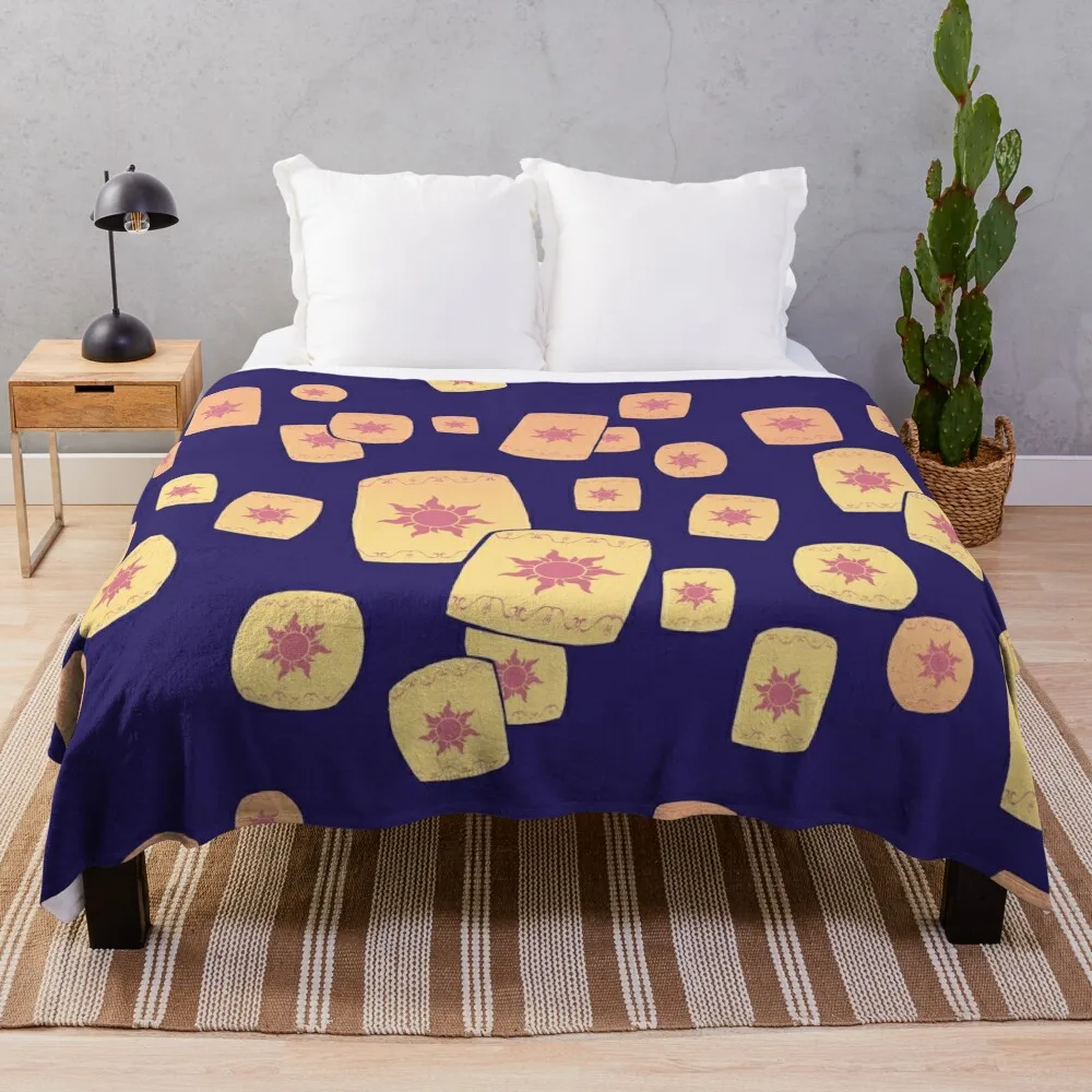 

Floating Lanterns Gleam Throw Blanket wednesday Plaid on the sofa