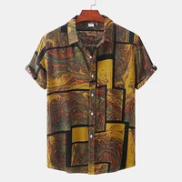 Men's Summer Hawaiian Casual Fashion Social Beach Style Short Sleeve Oversized Flower Print Loose Vintage Resort Shirt Chinese 1