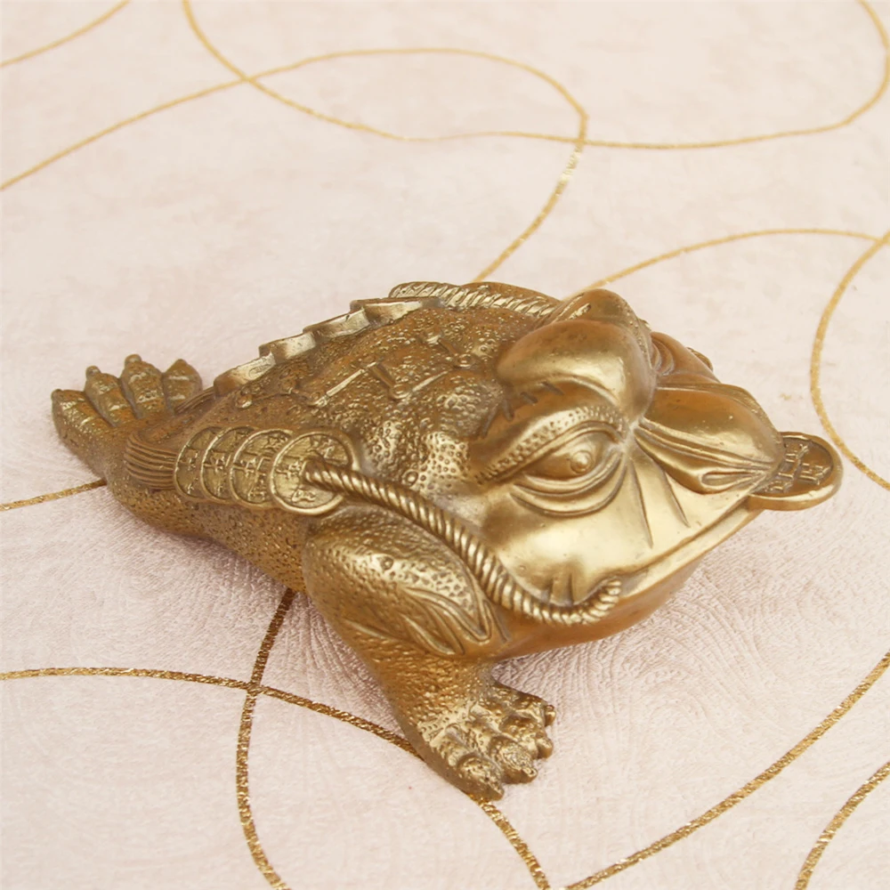 

Large 18cm pure copper Zhaocai Golden Toad Three legged Golden Cicada Toad Shop Decoration Crafts Opening Gift