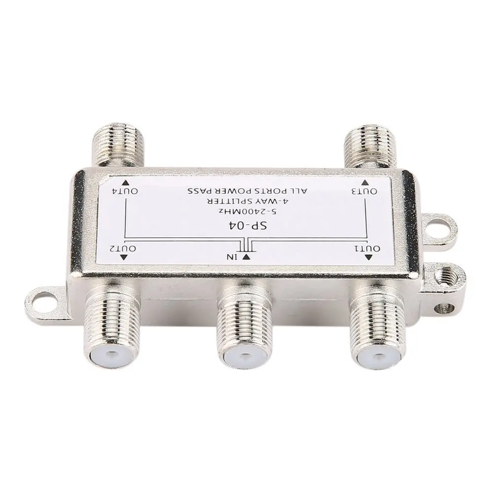 TV Splitter 4 Way Satellite Antenna Cable TV Distributor 5-2400MHz F Type SP-04 Splitter Home TV Equipments Signal Receiver for SATV/CATV