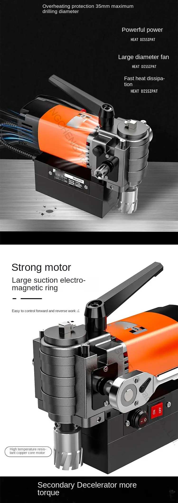 Magnetic Base Drill Iron Suction  High Altitude Drilling Machine Horizontal Benc