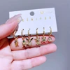 6pcs/Set Cute Cartoon Animal Pendants Huggie Hoop Earrings for Women Gold Color Zircon Crystal Jewelry 5