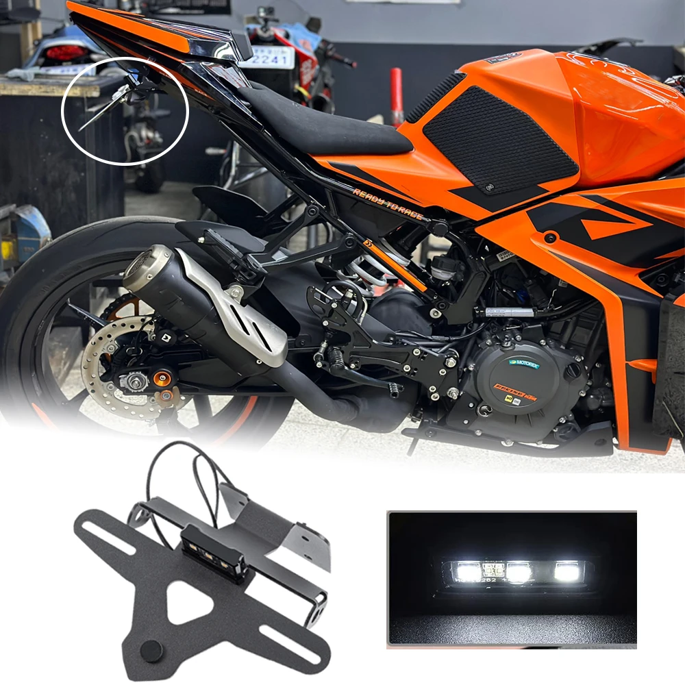 

Motorcycle License Plate Holder Bracket Fender Eliminator Rear Tail Tidy LED Light For KTM RC390 2022 2023 RC 390 Accessories