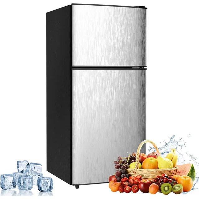 Mini Fridge with Freezer, 3.2 cuft Small Refrigerator, Energy Saving, Low Noise, Double Door Compact Refrigerator for Dorm 1