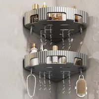 Plastic Bathroom Storage Rack New No Punch with Hook Corner Shelf Wall Mount Multi-purpose Shampoo Organizer 2