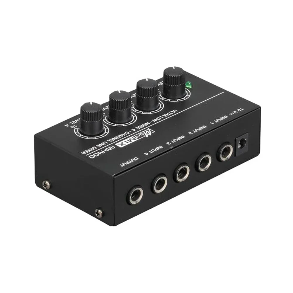 Ultra-compact Low Noise 4 Channels Sound Mixer with Power Adapter High Quality Line Mono Audio Mixer MX400