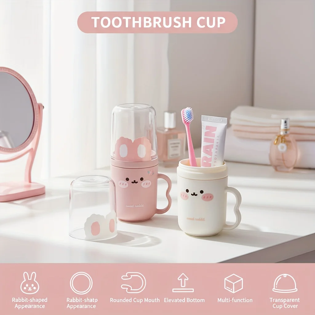 Cute Rabbit Travel Toothbrush And Toothpaste Storage Cup Case_voghion.com