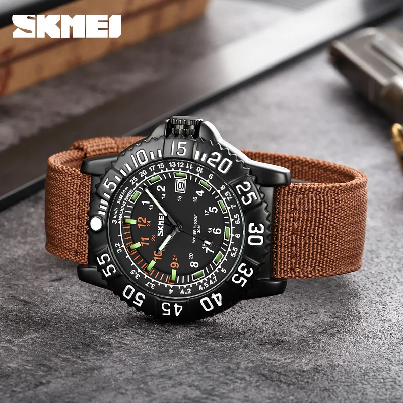 SKMEI Fashion Sport Man Watch Nylon Strap Luminous Date Clock  Quartz Men's Waterproof Wristwatches Military Male Clock Reloj