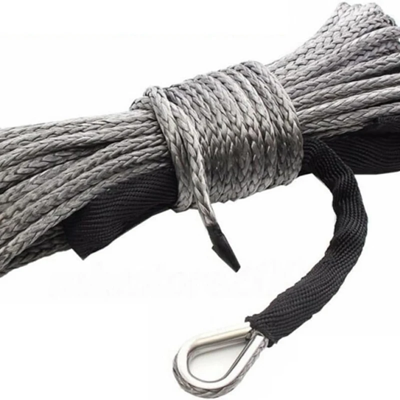 6MM15M 10000LBS winch rope synthetic winch tow cord with sheath for off road longer wear cycle against wear