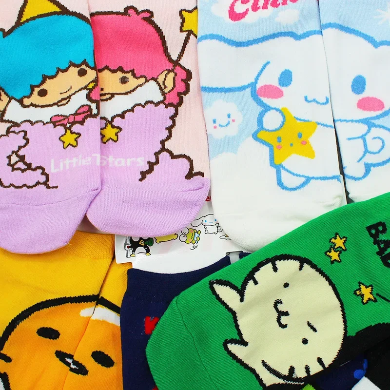 Cartoon Sanrio Kawaii Anime Girl Pure Cotton Home Warm Socks Kuromi Melody Cinnamoroll Warm Casual Socks Girl Gift Adult Sock 4