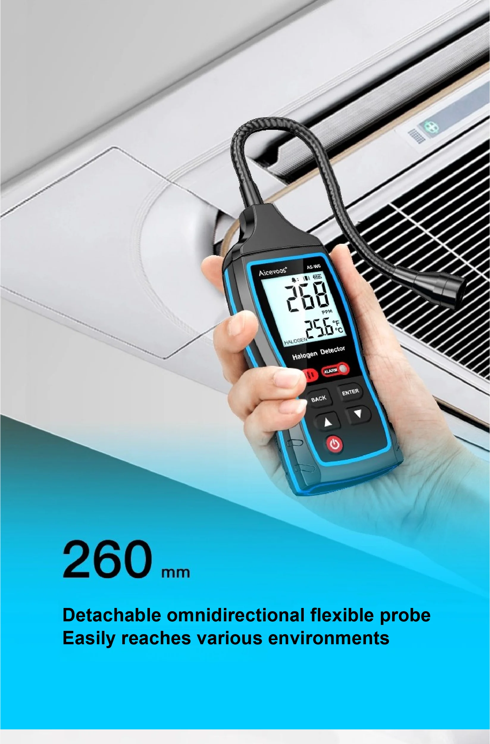 Halogen Leak Detector W6 AS-W6 Refrigerant Gas Sniffer HVAC Freon R134a Detector
