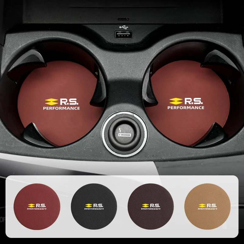 2Pcs Car Coaster Water Cup Holder Mat Pad Antiscivolo Per Renault Rs Performance Scenic Logan Megane Koleos Sandero Safrane Arkana