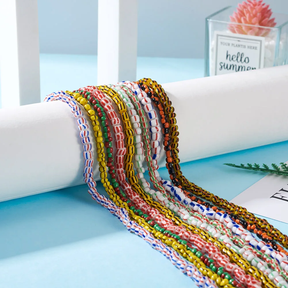 10 Strands Handmade Lampwork Beads Column Loose Spacer Bead Charms For Jewelry Making Necklace Bracelet DIY Accessories  4~6mm