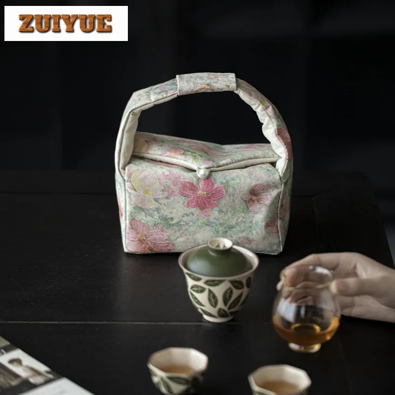 Handmade Fabric Monet Style Tea Cozies Luxury Tea Cozy For Teapot Portable Bag Travel Set Bag Chinese Set Accessories