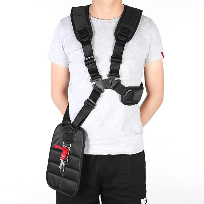 WINOMO 1PC Universal Strimmer Double Shoulder Harness Strap For Brush Cutter Grass Trimmer With Carry Hook (Black)