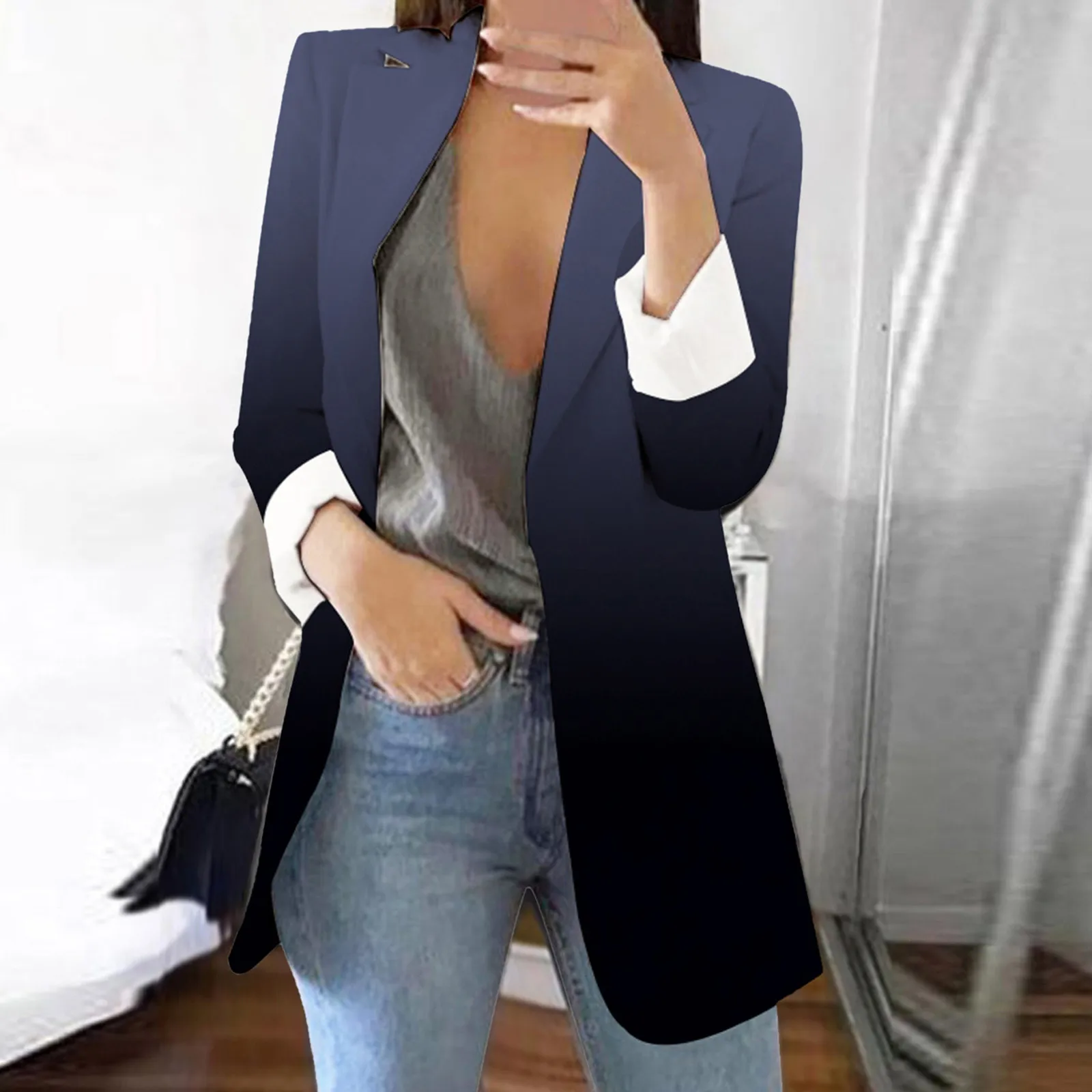 Women's Printed Cardigan Formal Suit Long Sleeve Lapels Business Office Jacket Coat elegant korean popular new outerwears