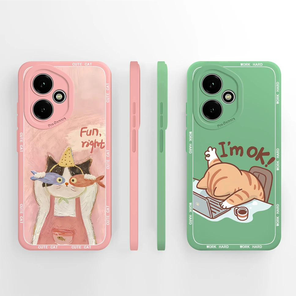 Cute Cat Pattern Soft Phone Case - High-Quality Shockproof Back Cover