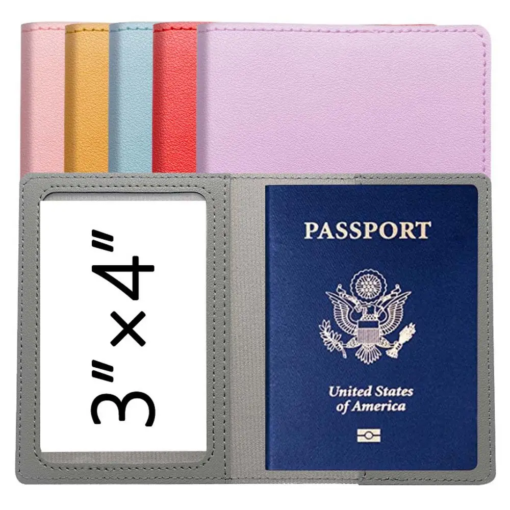 

Solid Color Passport Cover Protective PU Leather Women Men Travel Credit Card Holder ID Document Holder Protector