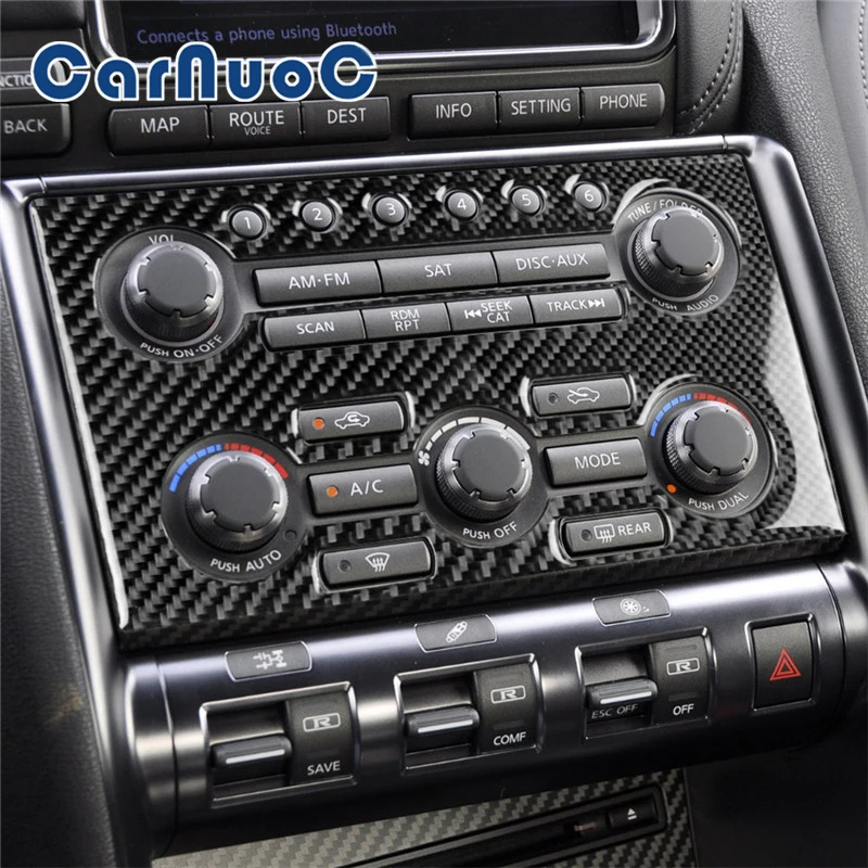 

Carbon Fiber Stickers Central Console Button Panel Decorative Mouldings For Nissan GTR R35 2008-2016 Car Interior Accessories