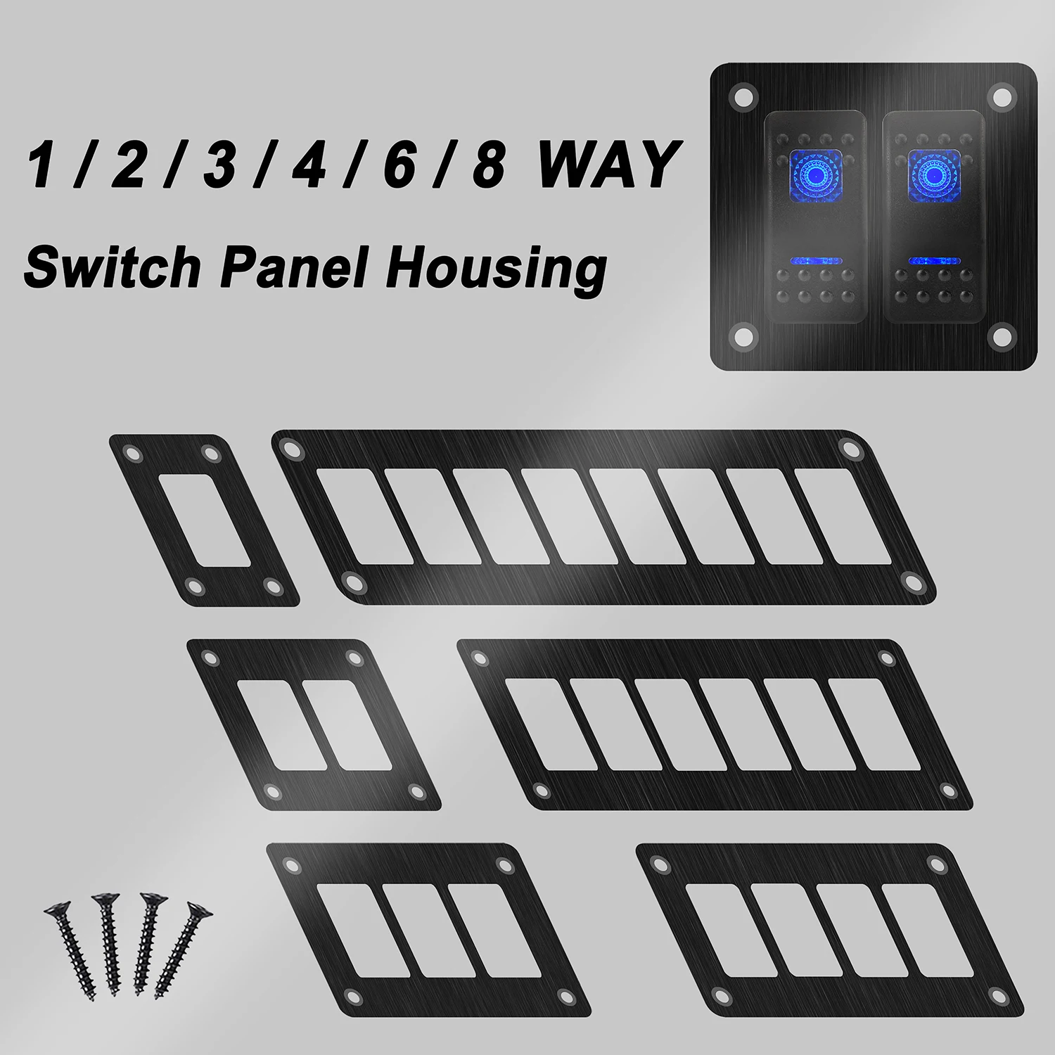 

1/2/3/4/6/8 Way Black Aluminum Switch Panel Housing Holder For Car Boat Marine Rocker Toggle Switch Dashboard Panel Installing