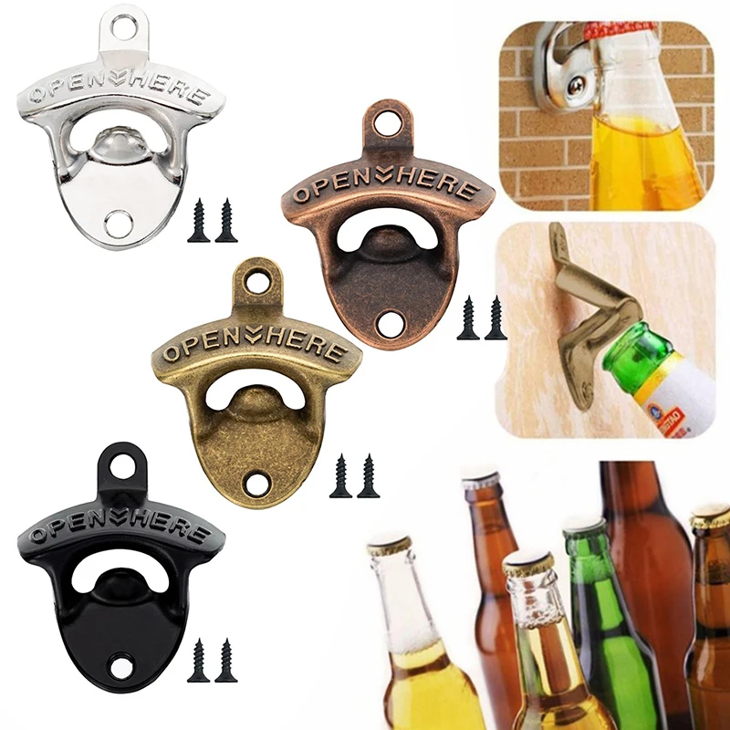 

Vintage Wall Mounted Wine Beer Bottle Opener Tool Keyring Bar Drinking Kitchen zinc alloy