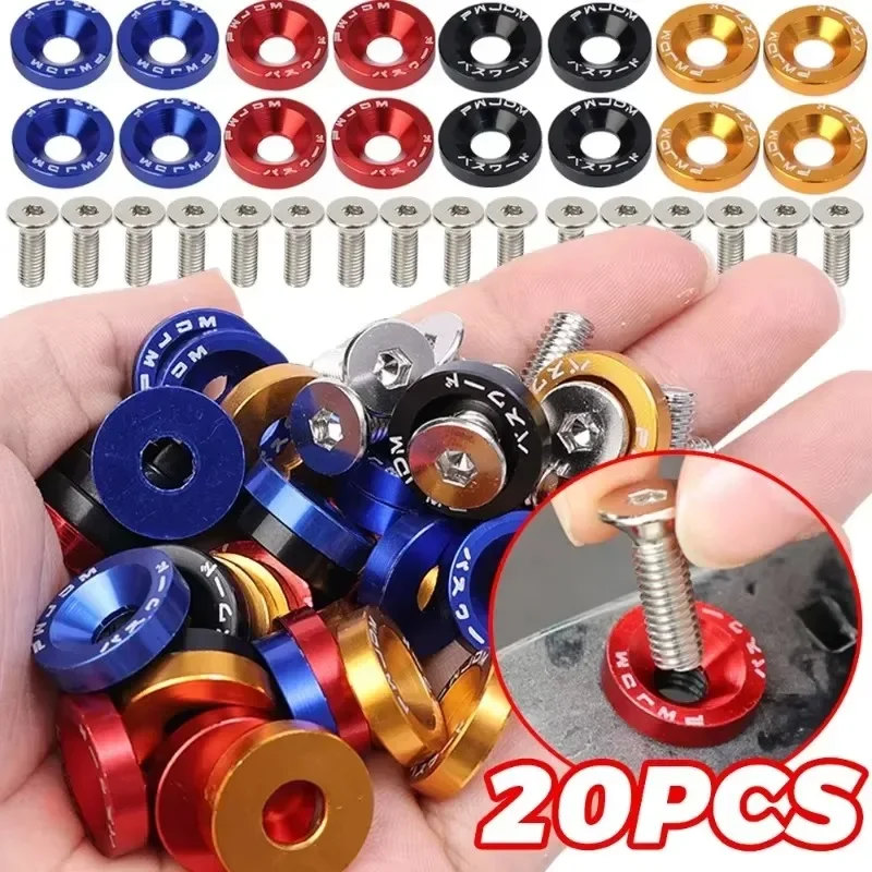Lug Nuts Jdm Car Modification M6 Gasket Concave Screw 1.9cm Hexagonal Fasteners A Set Screw Fender Bumper Engine Aluminum 20pcs