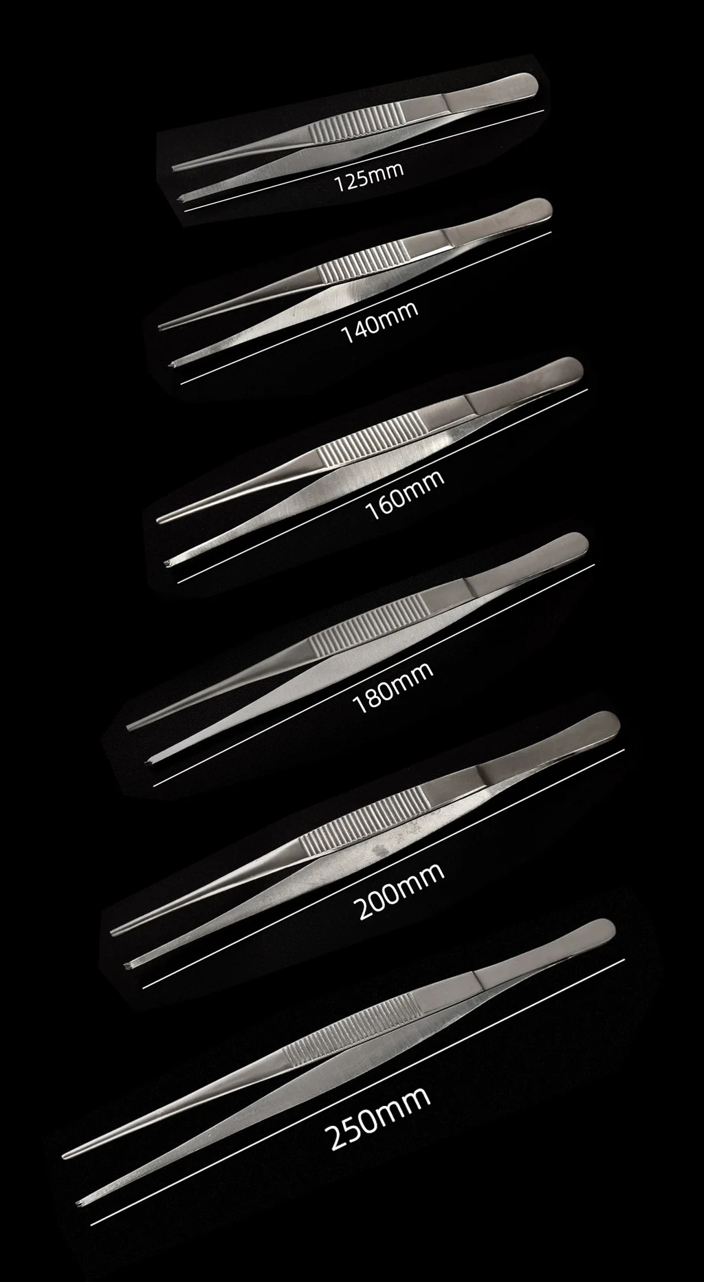 Edelstahl-Gewebehaltepinzette in chirurgischer Qualität, 12,5-25 cm, Haken, 1 Paar, medizinische Verbandspinzette für Zuhause & Organisation – Detail 2