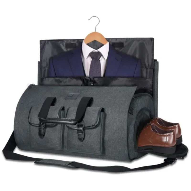 Portable Clothes Foldable Dust-Proof Suit Bag Travel Duffel Bag with Shoes Compartment for Gowns Coats Shirts and Dresses
