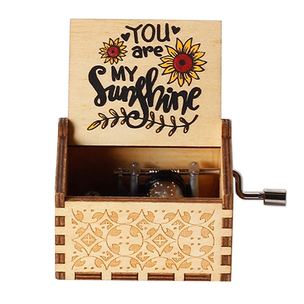 Halloween Eve Wooden Music Box Hand Crank Nightmare Before Christmas Antique Engraved Musical Box Case 4