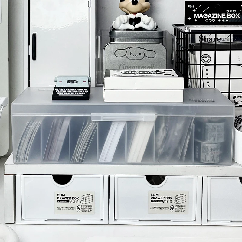 Acrylic Cosmetic Storage Box Transparent Kpop Photo Card Packing Bucket Large Capacity Storage Case Desktop Organizer 수납케이스 3