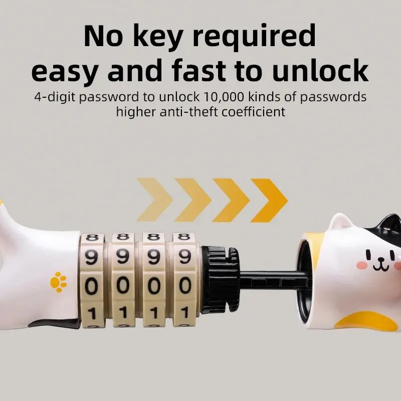 ROCKBROS Bicycle Helmet Lock 4-Digit Combination Password Lock Cartoon Cat Mini Portable Cable Lock Anti-Theft Bike Lock Cycling