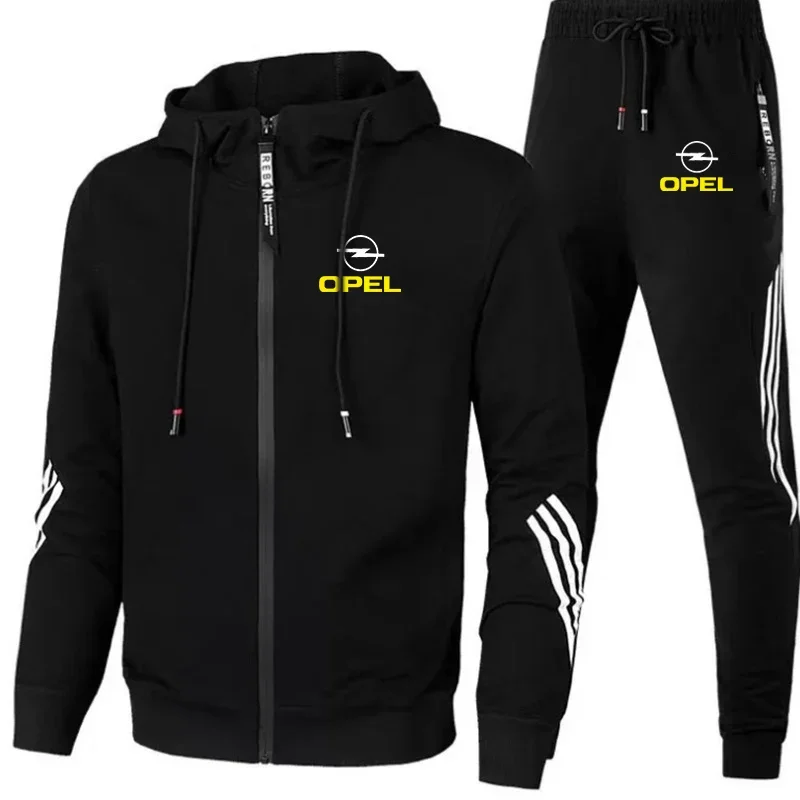 

Mens Hot 2023 OPEL Spring Hoodies Sweatpants Man's Comfortable Cotton Trousers Sport Suit Set Fitness Zipper clothes